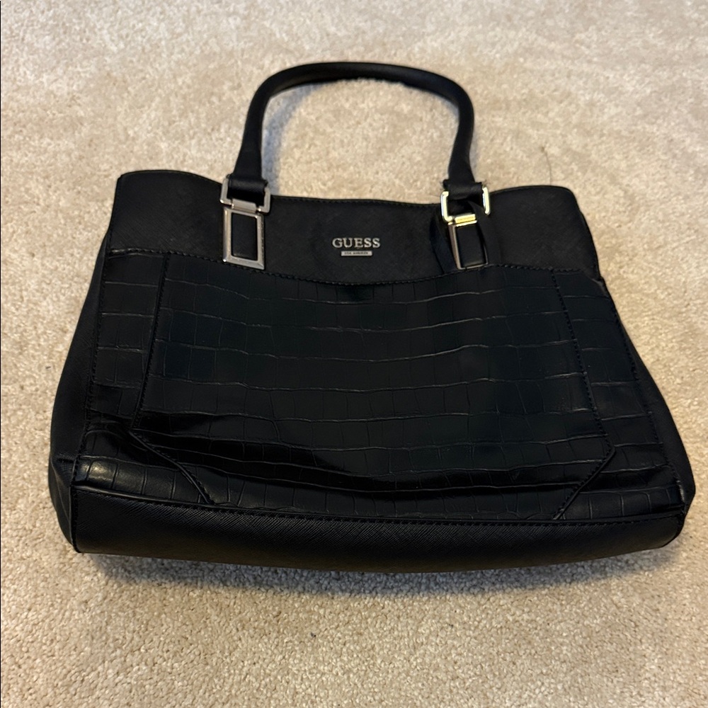 Guess Black Textured Tote Bag